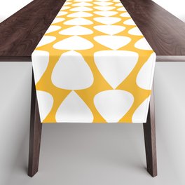 Plectrum Mini Retro Modern Geometric Pattern in White and Sunflower Mustard Marigold Yellow Table Runner