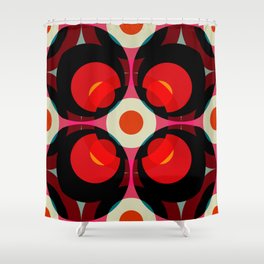 Red Colored Shapes - Classic Abstract Minimal Retro 70s Style Graphic Design Art Shower Curtain