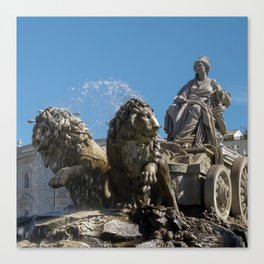 Spain Photography - Beautiful Fountain In Madrid Canvas Print