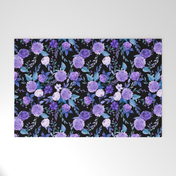 Watercolour flowers ,hydrangea,vintage roses, floral summer pattern Welcome Mat