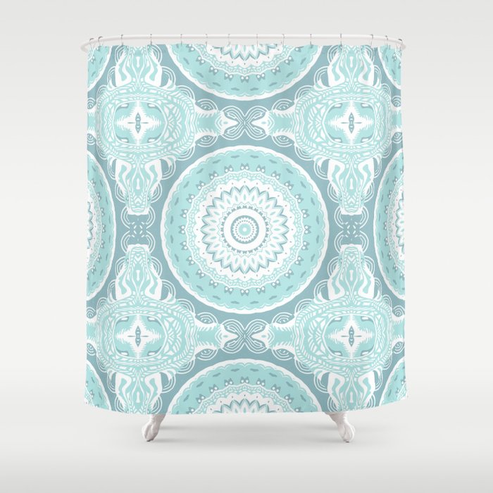 light teal shower curtain