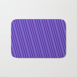 [ Thumbnail: Slate Blue and Indigo Colored Striped/Lined Pattern Bath Mat ]