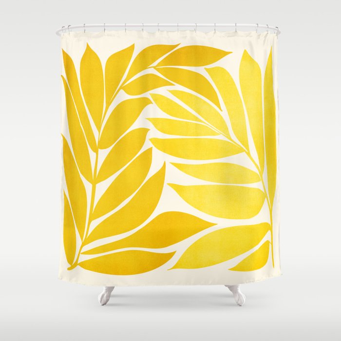 Mid Mod Vines in Yellow Shower Curtain