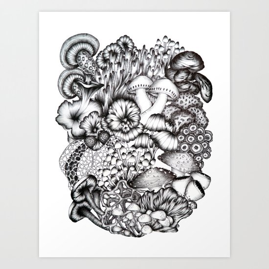 A Medley of Mushrooms Art Print