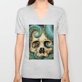 Tentacle skull V Neck T Shirt