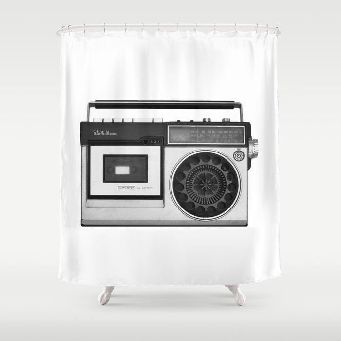 cassette recorder / audio player - 80s radio Shower Curtain