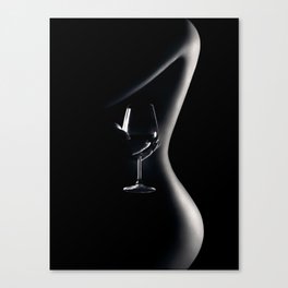 Nude woman red wine 3 Canvas Print