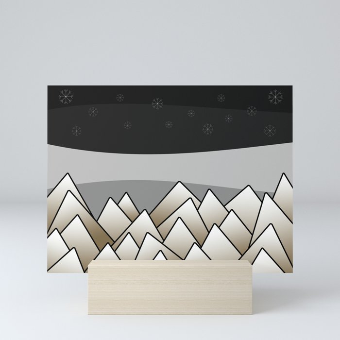 Abstract geometric pattern - snow mountains. Mini Art Print