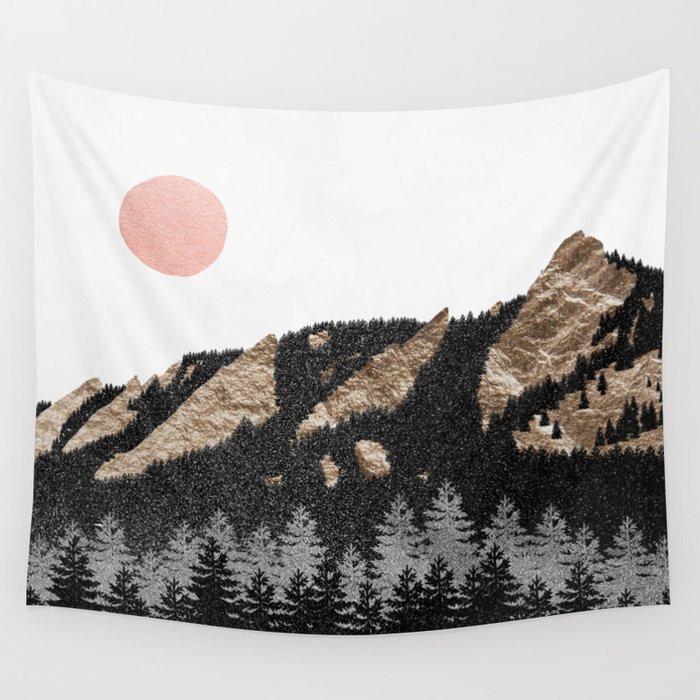 Flatirons Boulder Colorado Climbing Gold Mountains Wall Tapestry