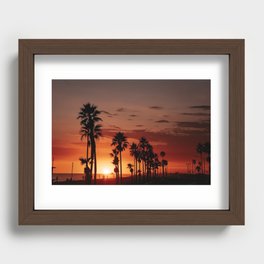 Beach with plam trees silhouette Recessed Framed Print