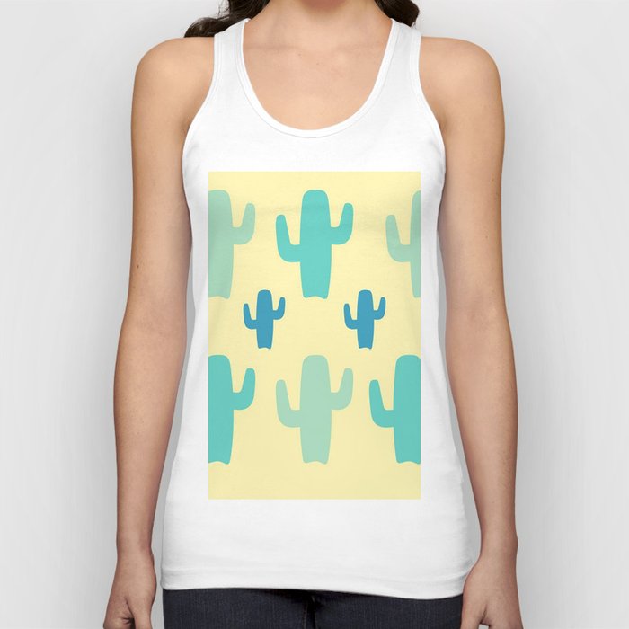 Green Cactus with Yellow Background Tank Top