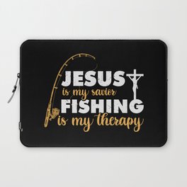 Jesus Is My Savior Fishing Is My Therapy Laptop Sleeve