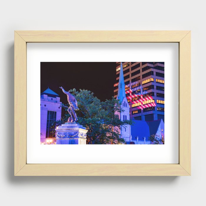 Stars And Stripes In Indianapolis Monument Circle Recessed Framed Print