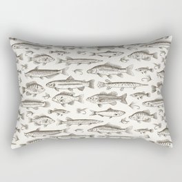 Brown - Freshwater Fish Toile Rectangular Pillow