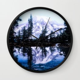 Mt. Rainier Wall Clock | Purple, Nature, Print, Pnw, Black, Mountain, Color, Hiking, Mountains, Tapestry 