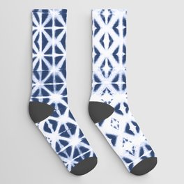 Moroccan design white and indigo blue Socks