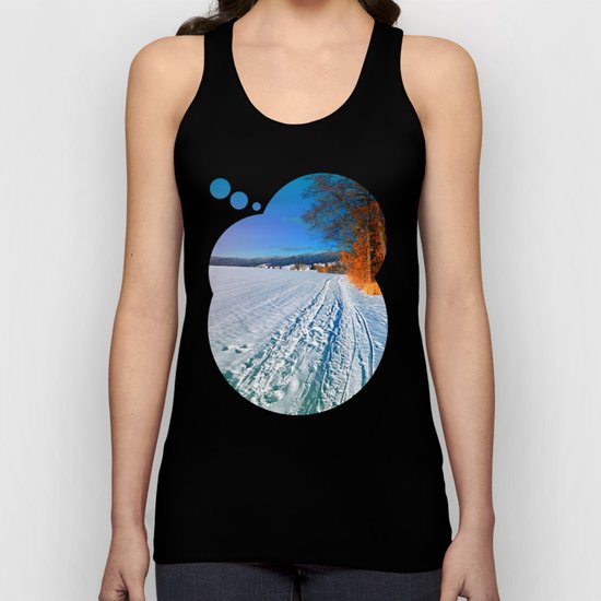 Hiking through a sunny winter scenery Unisex Tank Top