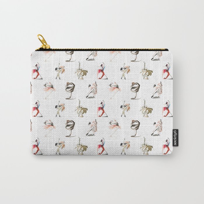 Ballerinas Dance Drawings Ink and Watercolor Pattern Carry-All Pouch