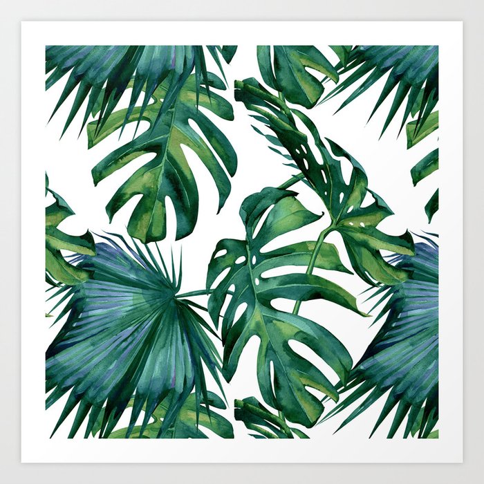Classic Palm Leaves Tropical Jungle Green Art Print