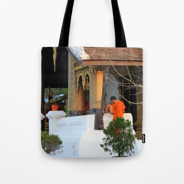 Monks and Temple Tote Bag