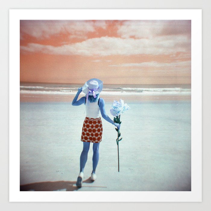 Blue Girl on the Beach - Film Photograph Art Print