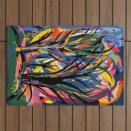 Trees in the Night Landscape Abstract Art Expressionism Outdoor Rug