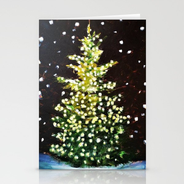  Enlightened Christmas Tree At Night New Year Holiday Home Decor Wall Art Stationery Cards