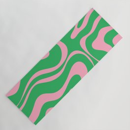 Pink and Spring Green Modern Liquid Swirl Abstract Pattern Yoga Mat