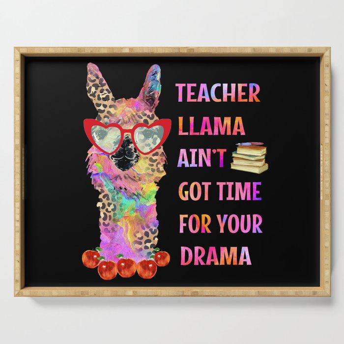 Funny teacher llama graphic design gifts Serving Tray