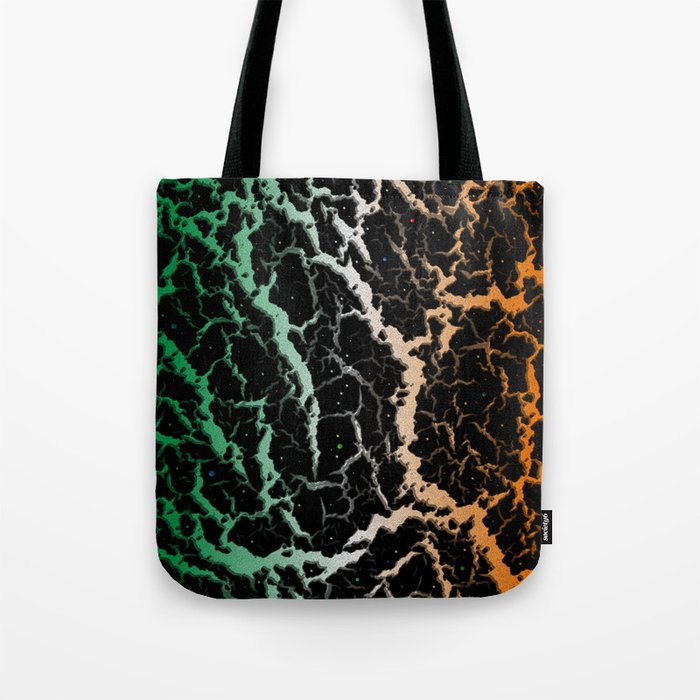 Cracked Space Lava - Green/White/Orange Tote Bag
