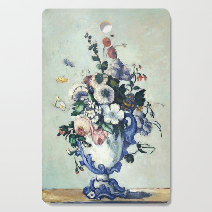 Flowers in a Rococo Vase - Still Life, Paul Cézanne Cutting Board