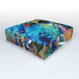 Bright Colorful Pit Bull Dog Art by Sharon Cummings Outdoor Floor Cushion
