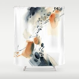 Abstract in blue and terracotta Shower Curtain