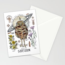 Saturn Owl Stationery Cards