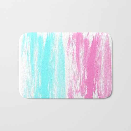 Summer Brushstrokes painting boho modern minimal abstract neon painting cool beach socal vibe Bath Mat