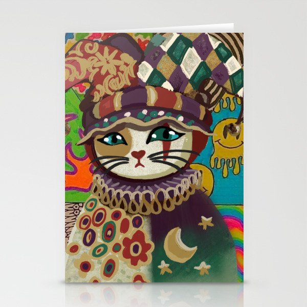 Cat in a joker costume Stationery Cards