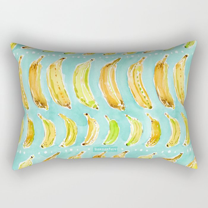 BANANA MARCH Aqua + Yellow Watercolor Rectangular Pillow