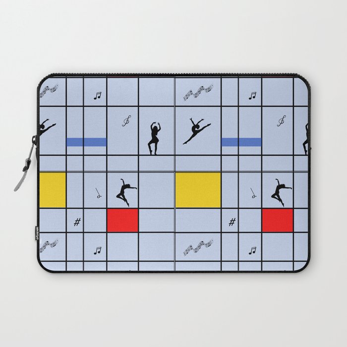 Dancing like Piet Mondrian - Composition with Red, Yellow, and Blue on the light blue background Laptop Sleeve