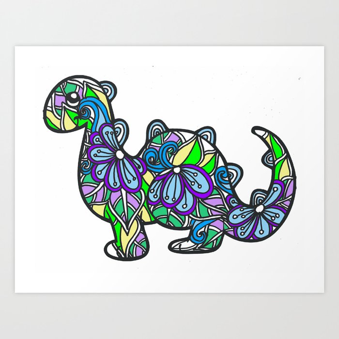 Baby Dinosaur Art Print By Sketchyelements Society6