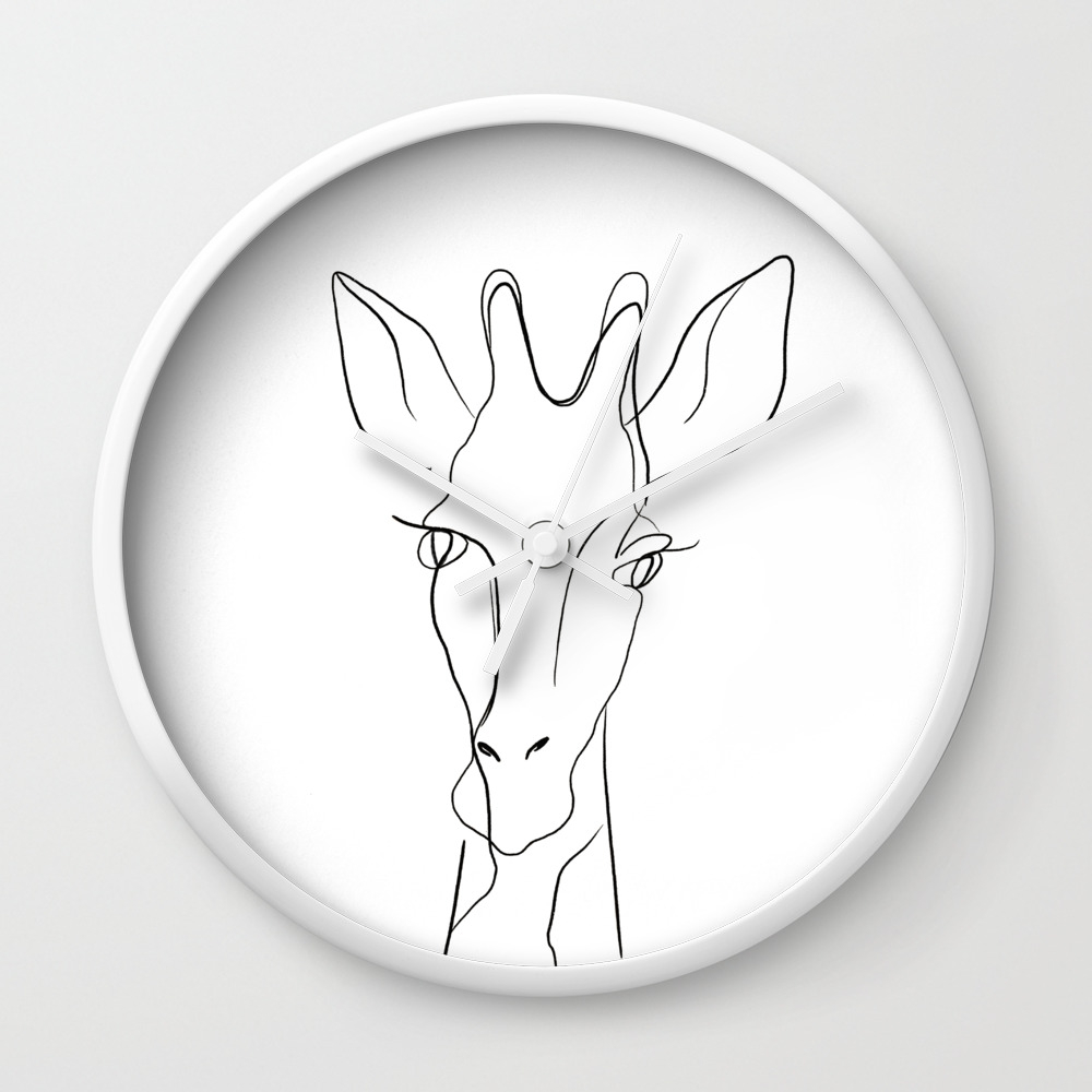 One Line Giraffe Painting Wall Clock By Katrinpo Society6