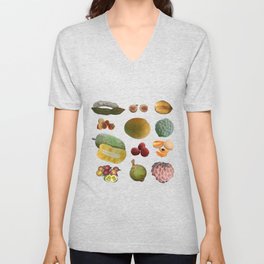 Exotic Fruit Collage V Neck T Shirt