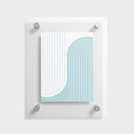 Two Tone Line Curvature XV - Sky Blue Floating Acrylic Print