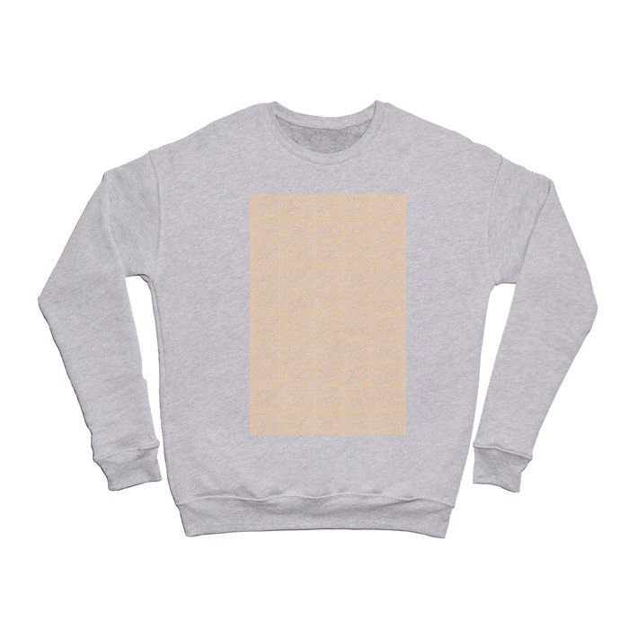 Batik Geometric Checkerboard Boho Pattern of Triangles and Stripes in Muted Orange Crewneck Sweatshirt