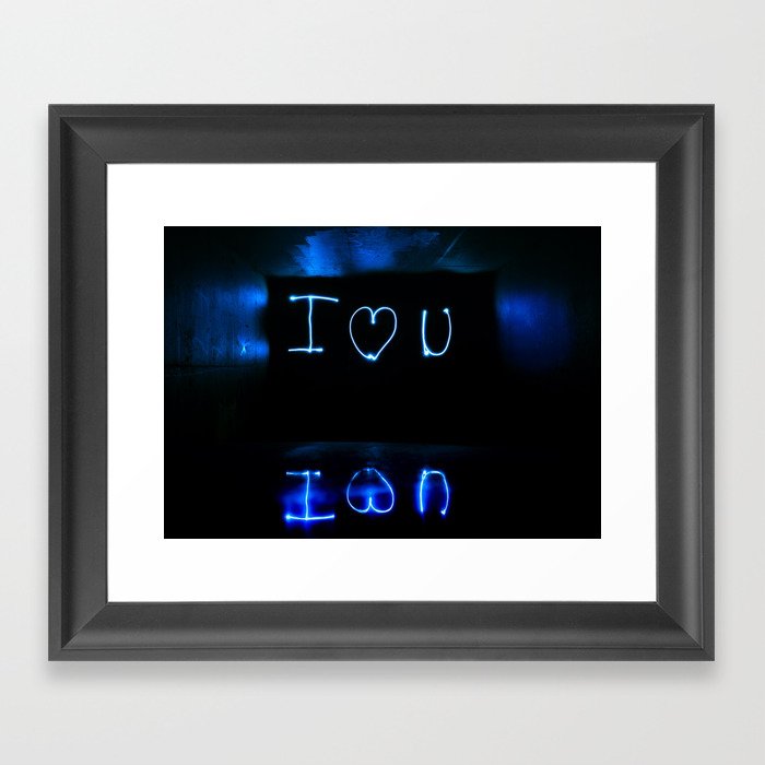 I Love You Reflex I Heart U Black And Blue Picture Handmade Write Framed Art Print