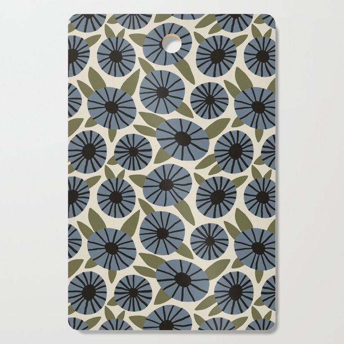 Floral Pattern / Slate Blue & Green Cutting Board