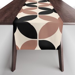 Geometric Flower Pattern 928 Brown Black and Beige Table Runner