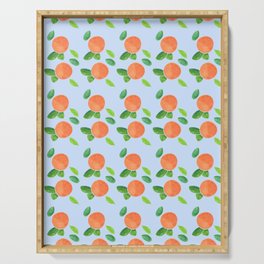 Peaches on Blue - Hand-painted Watercolour Serving Tray