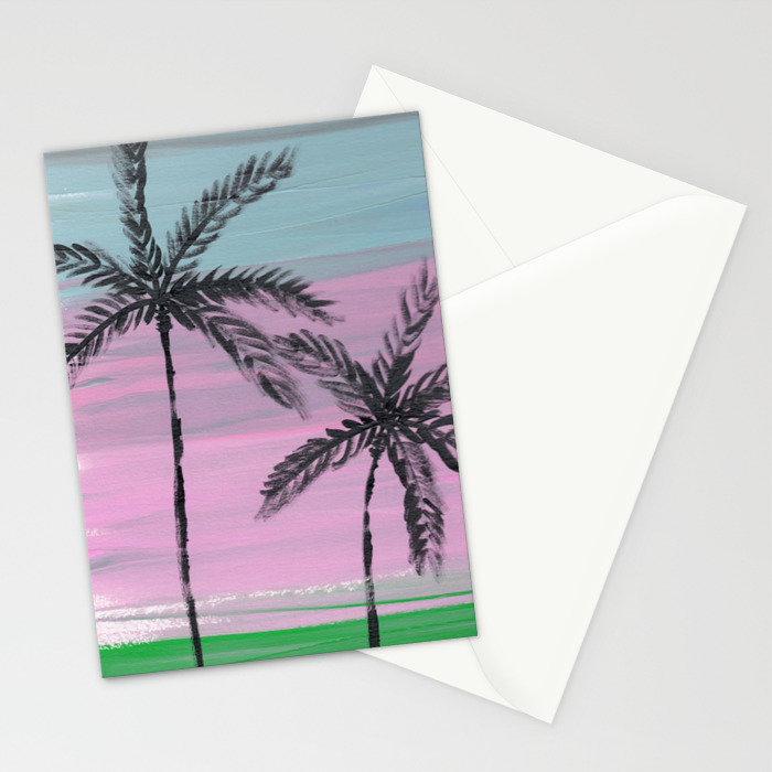Two Palm Trees Sunset Sky Stationery Cards By Ambrmoon Society6