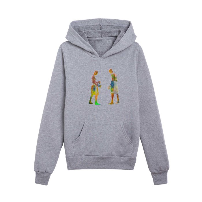 Boxing in watercolor Kids Pullover Hoodie