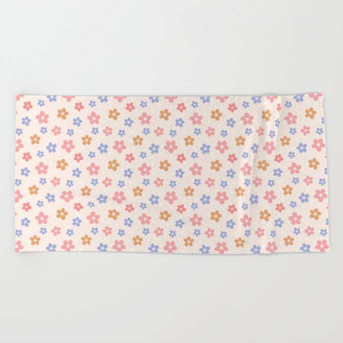 Colourful Floral Pattern Beach Towel